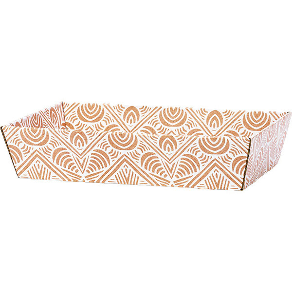 Bandeja cartão kraft retangular BOHO branco entrega plana