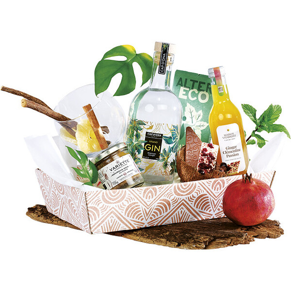 Bandeja cartón kraft rectangular BOHO blanco entrega plana (dim. bandeja montada)