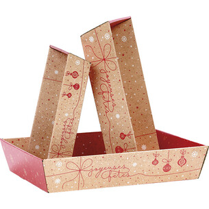 Corbeille carton kraft rectangle SURPRISES D'HIVER... 2
