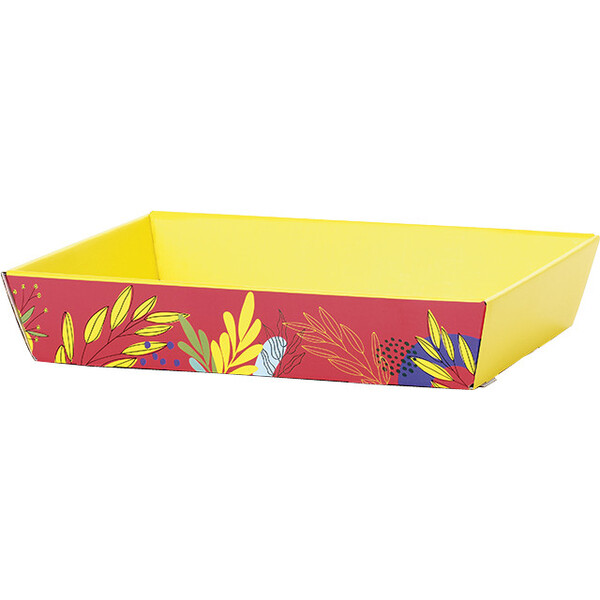 Tray Cardboard rectangular SUMMER FLAVOURS red/yellow/green delivered flat (dimension assembled)