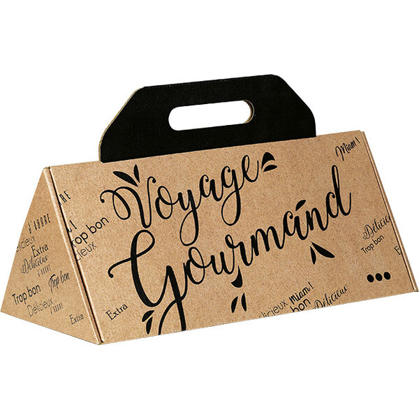 Coffret carton triangle VOYAGE GOURMAND noir