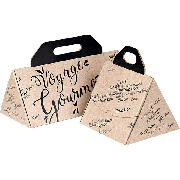 Coffret carton triangle VOYAGE GOURMAND noir
