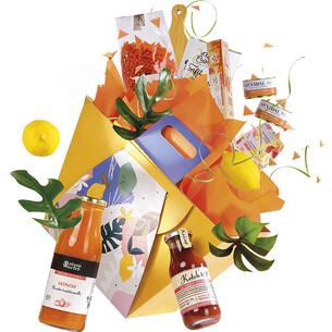 Shopping bag cardboard tapered CITRUS GARDEN handles