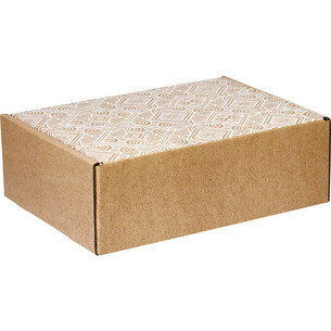 Caja cartón kraft rectangular BOHO blanco entrega plana