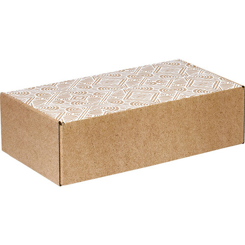 Caixa cartão kraft retangular BOHO branco entrega plana