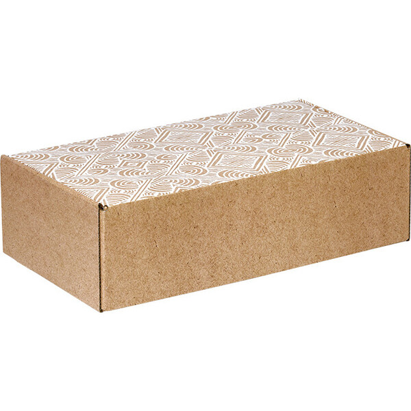 Caja cartón kraft rectangular BOHO blanco entrega plana