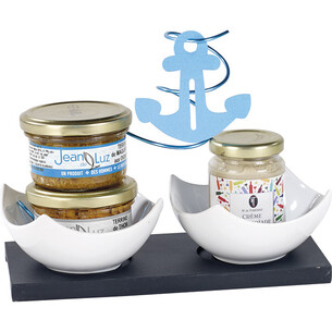 Lot/2 bols bords relevés porcelaine sur plateau bois 2