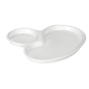 Prato de porcelana branca com 2 compartimentos