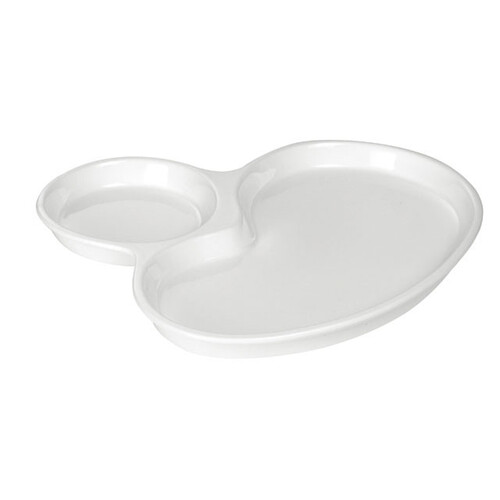 Prato de porcelana branca com 2 compartimentos