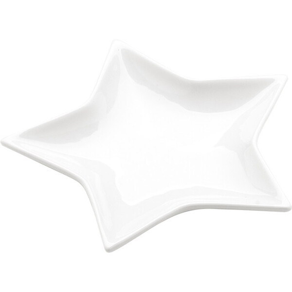 Plate star shape porcelain white