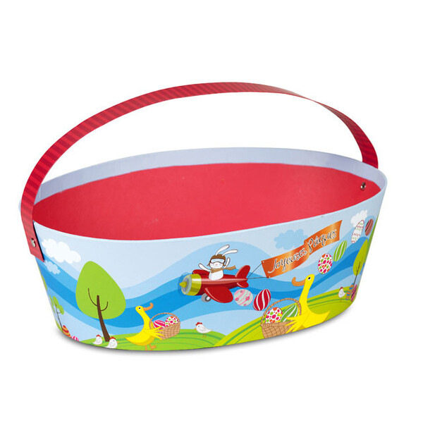 Panier carton ovale JOYEUSES PÂQUES anse rabattable-Les Bonnes Affaires 2026