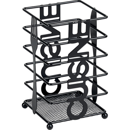 Range-couverts métal carré noir décor...