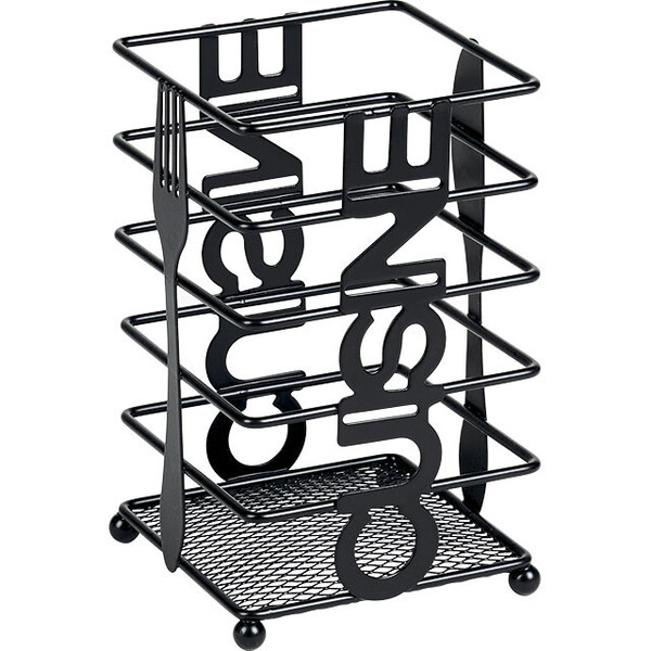 Bandeja coberta quadrada metal preto decoração talheres