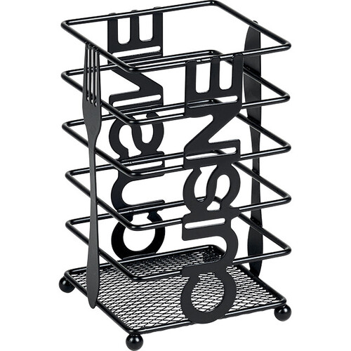 Range-couverts métal carré noir décor...