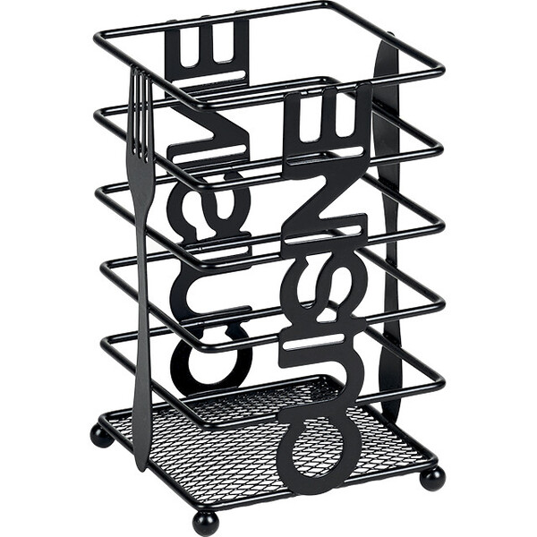 Bandeja coberta quadrada metal preto decoração talheres