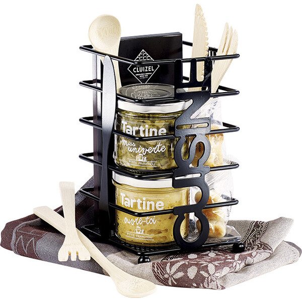 Bandeja coberta quadrada metal preto decoração talheres