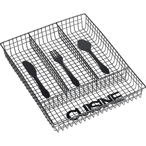 Tray cutlery metal rectangle black cover