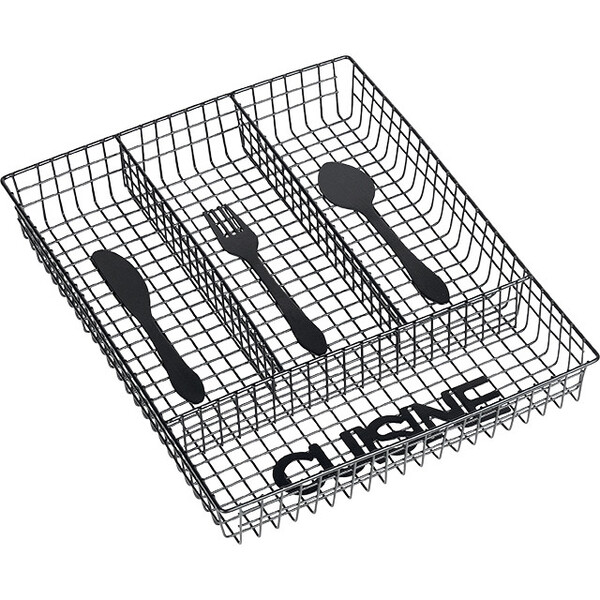 Tray cutlery metal rectangle black cover