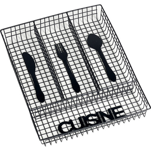 Tray cutlery metal rectangle black cover