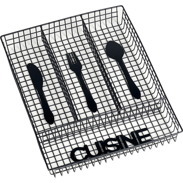 Tray cutlery metal rectangle black cover