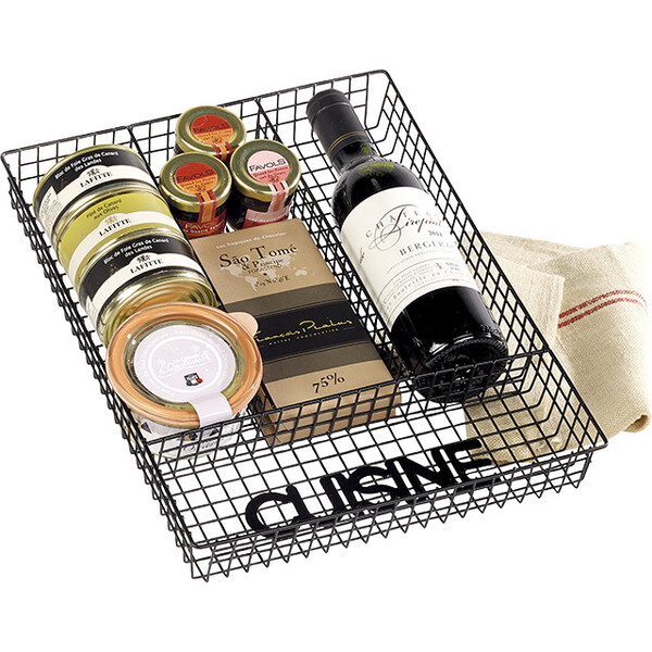 Bandeja metal retângulo preto decoração talheres