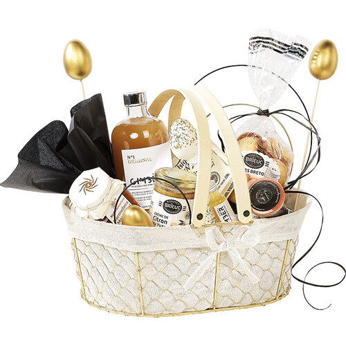 Cesta metal ovalada ENCANTO Y TERROIR oro lino...