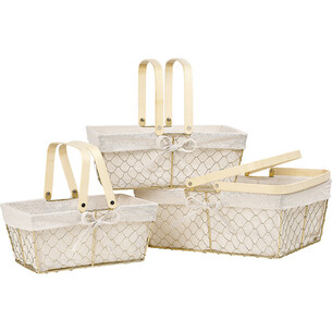 Basket metal rectangular CHARM AND TERROIR gold fabric... 2