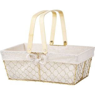 Panier métal rectangle CHARME ET TERROIR or tissu écru...