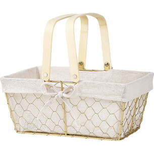 Panier métal rectangle CHARME ET TERROIR or tissu écru...