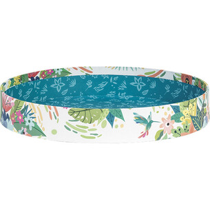 Corbeille carton ronde bleu/décor fleurs
