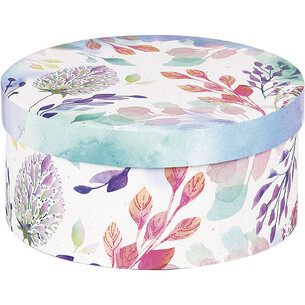 Coffret carton rond FLEURS D'AQUARELLE