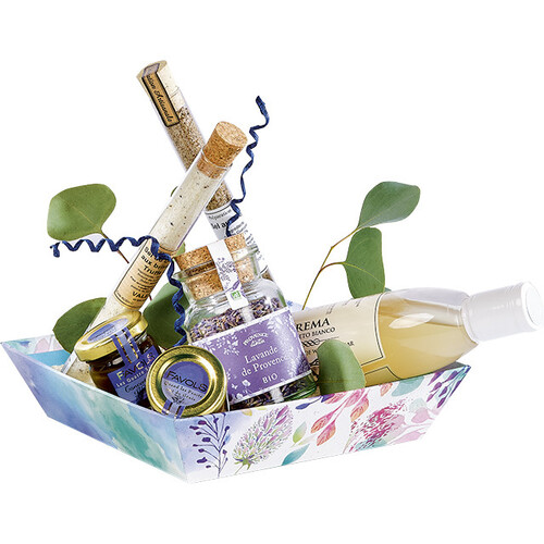 Corbeille carton carrée FLEURS D'AQUARELLE