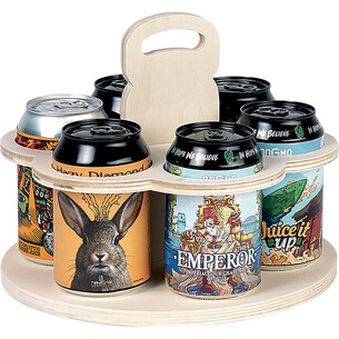 B.Turn Porta cerveza madera redondo con asa 6 Latas 33cl 2