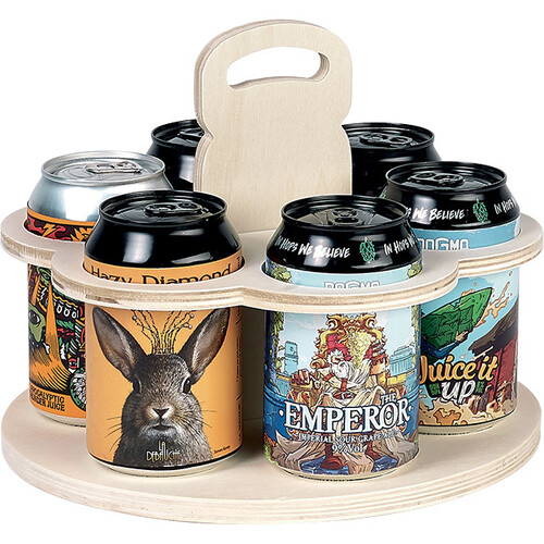 B.Turn Porta Cerveja madeira redondo com alça 6...