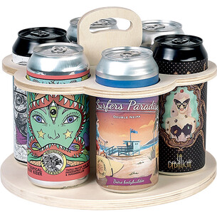 B.Turn Porta Cerveja madeira redondo com alça 6 Latas 44cl