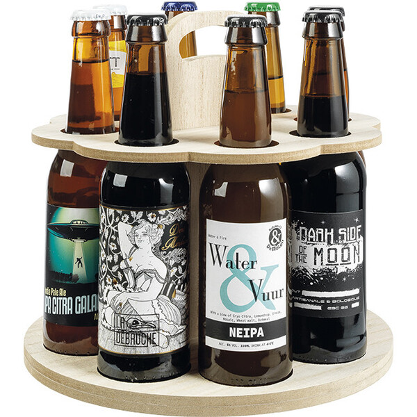 B.Turn Porta cerveza MDF redondo con asa 8 Long Neck