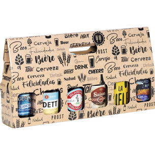 Suitcase cardboard kraft 6 beers steinie black handle