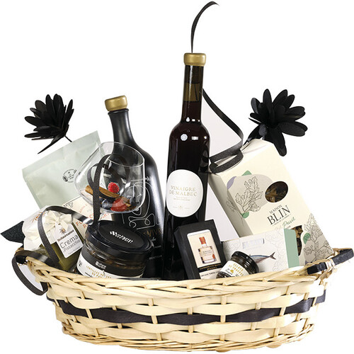 Tray wicker/wood oval natural black wood strip...