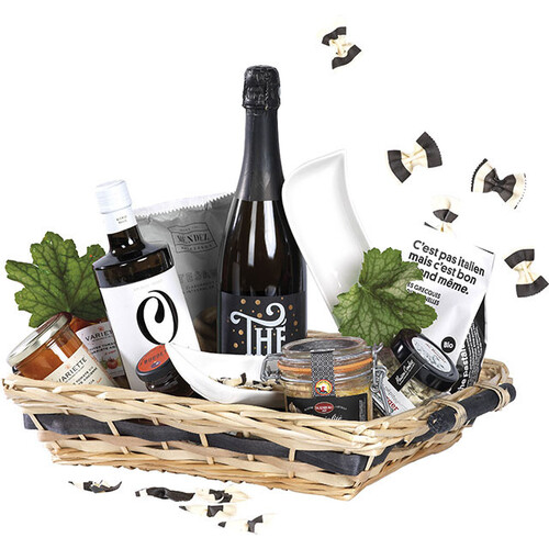 Tray wicker/wood rectangular natural black wood...