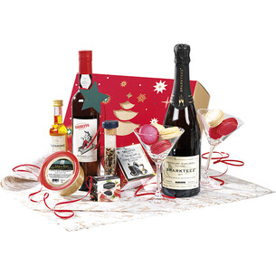 Coffret carton kraft rectangle fourreau BONNES FÊTES rouge 2