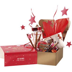 Coffret carton kraft carré fourreau BONNES FÊTES rouge 2