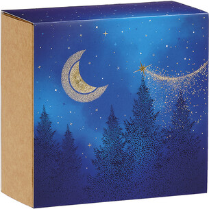 Box cardbard kraft square sleeve STARRY NIGHT blue/gold...
