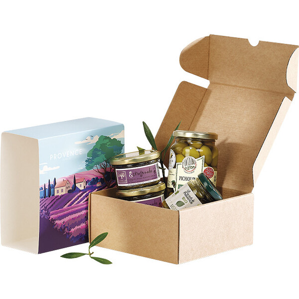 Coffret carton kraft carré fourreau PROVENCE livré à plat