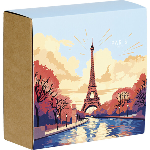 Coffret carton kraft carré fourreau PARIS livré à plat