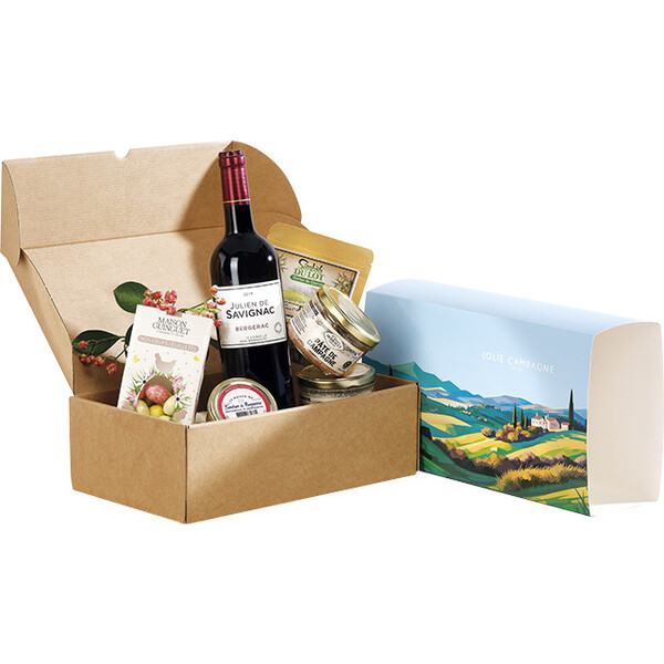 Coffret carton kraft rectangle fourreau JOLIE CAMPAGNE livré à plat