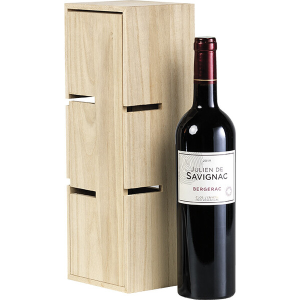 Coffret bois 1 bouteille Bordeaux/Bourgogne/Champagne glissière croix 5 bouteilles