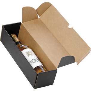 Box wine cardboard kraft/black 1 bottle delivered flat 2