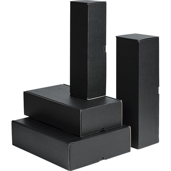 Coffret carton kraft/noir 3 bouteilles livré à plat