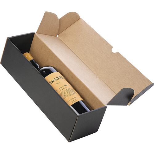 Coffret carton kraft/noir 1 magnum livré à plat