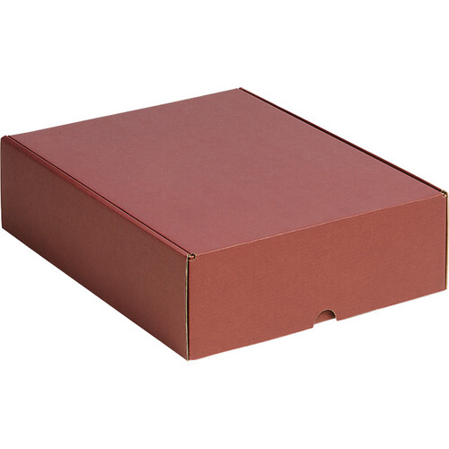 Box wine cardboard kraft/burgundy 3 bottles delivered flat